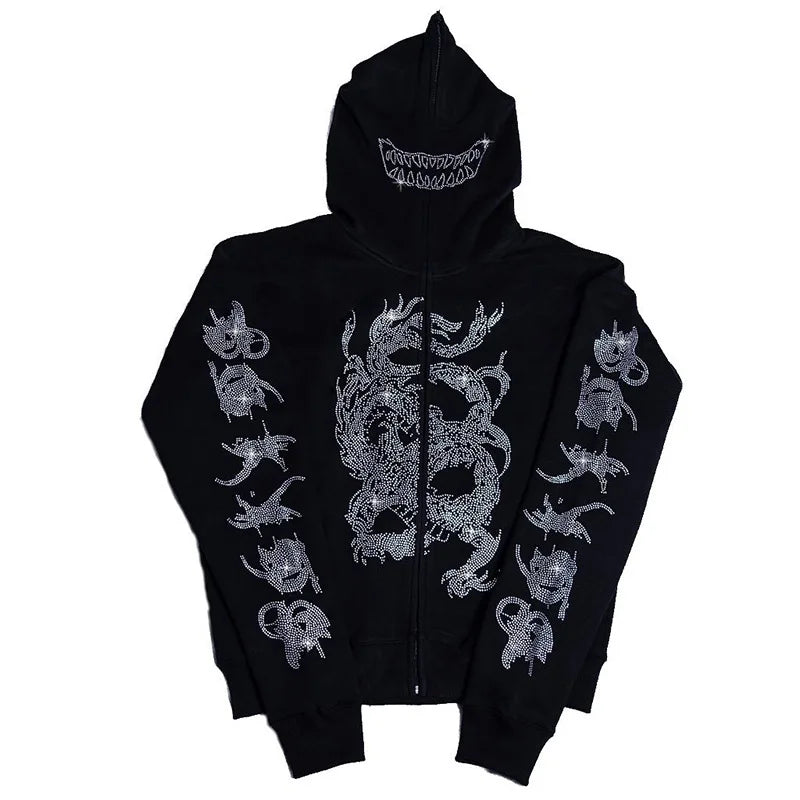 Skull Rhinestone Unisex Hoodie