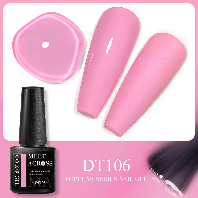 MEET ACROSS 7ml Reflective Glitter Gel Nail Polish Glitter Reflective Effect Semi Permanent UV LED Nail Art Gel Varnish Manicure
