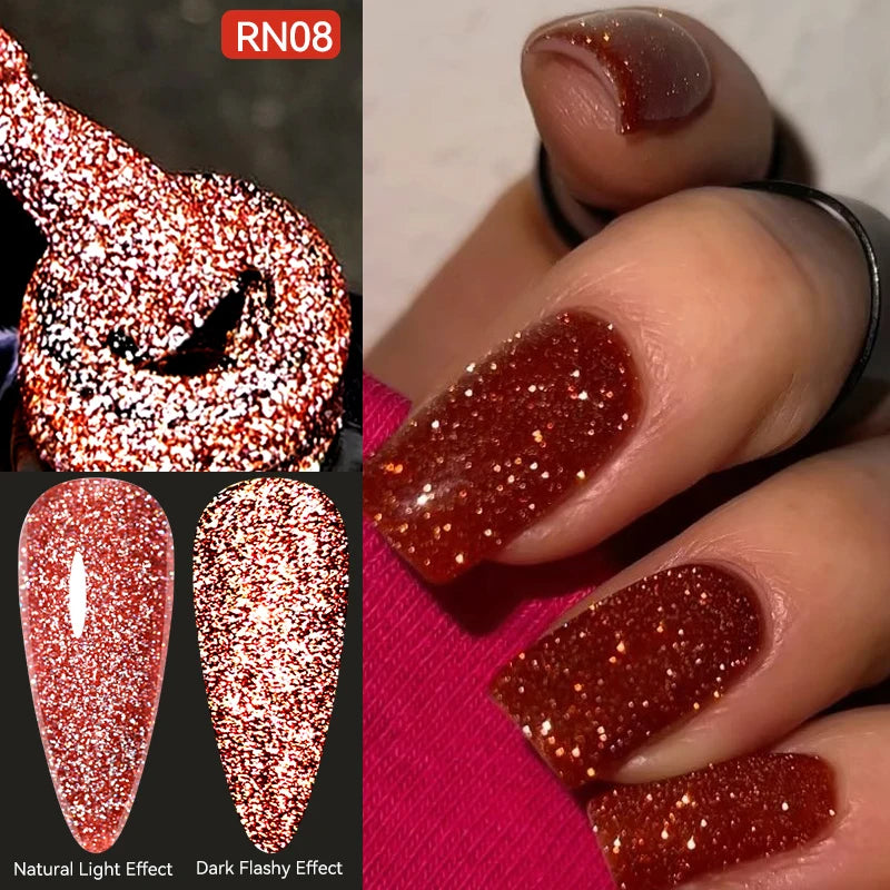 LILYCUTE 7ml Neon Reflective Nail Gel Polish Dark Flash Glitter Effect Fluorescent Gel Soak Off UV Gel Summer Nail Art Varnish