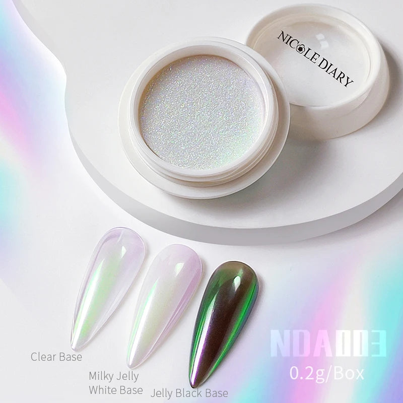 1Box Moonlight Nail Powder Silver Fine Glitter Metallic Effect Pigment UV Gel Polish Dust Aurora Nail Decorations