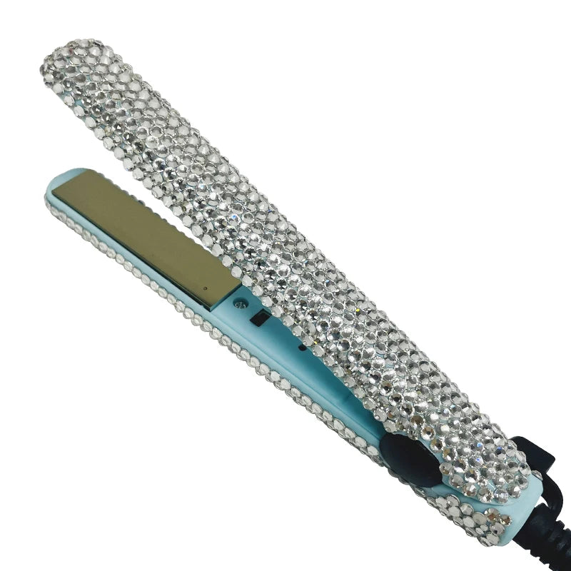 Hair Straightener Mini Flat Iron Curler With Diamonds 2 in 1 Portable Mini Bangs Tourmaline Plate Flat Iron For Short Hair