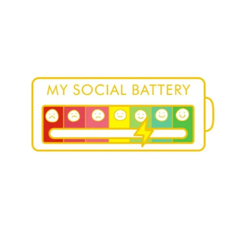 Mood Conversion Energy Brooch Can Slide My Social Energy Badge Expression Badge Men Women Pins for Backpacks Badges Metal Pines