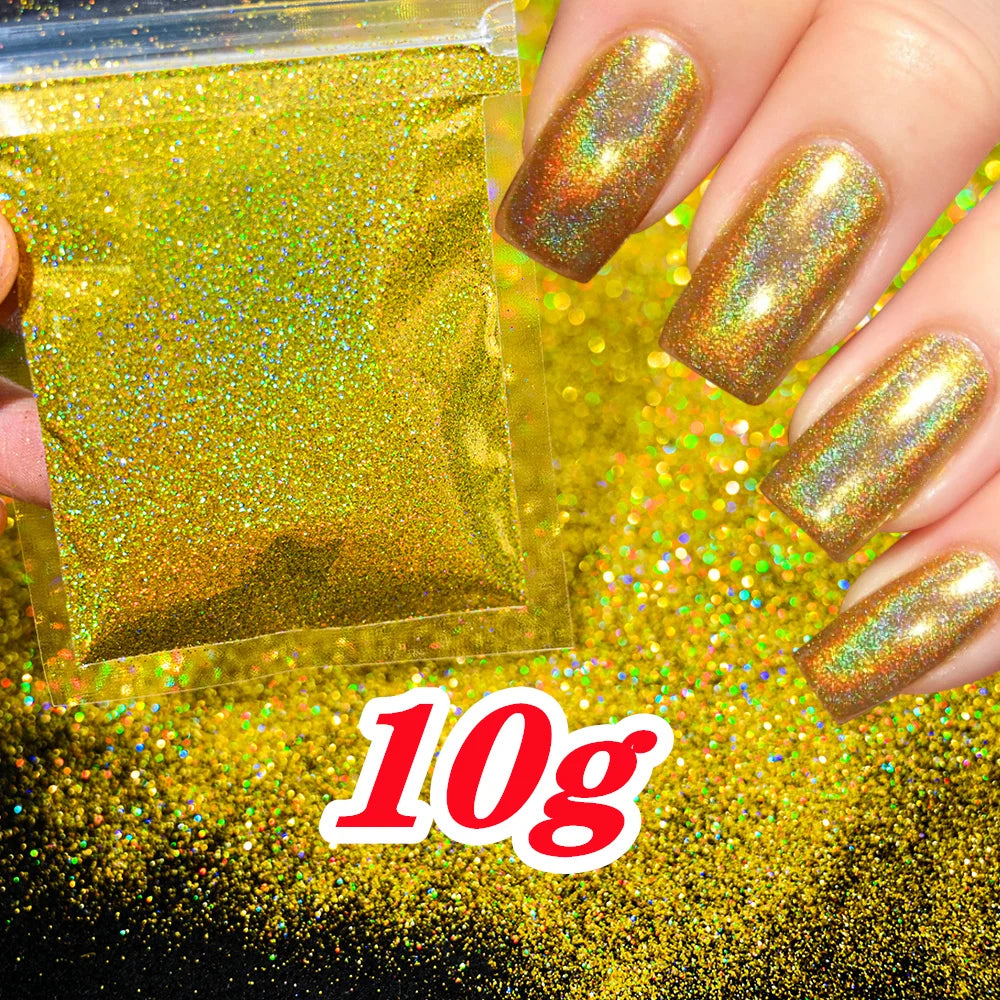 10g Holographic Laser Christmas Red Glitter Powder 0.2mm Rainbow Sparkly Red HOLO Powder 3D Dazzling Glitter Manicure Powder