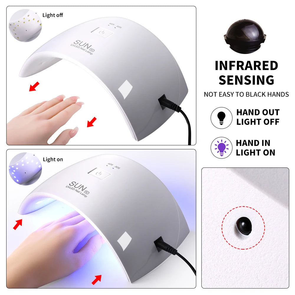 Limegirl Portable Nail UV Light Phototherapy Machine USB Manicure Dryer Lamp for Nails Polish UV Gel Drying Salon Equipment Tool