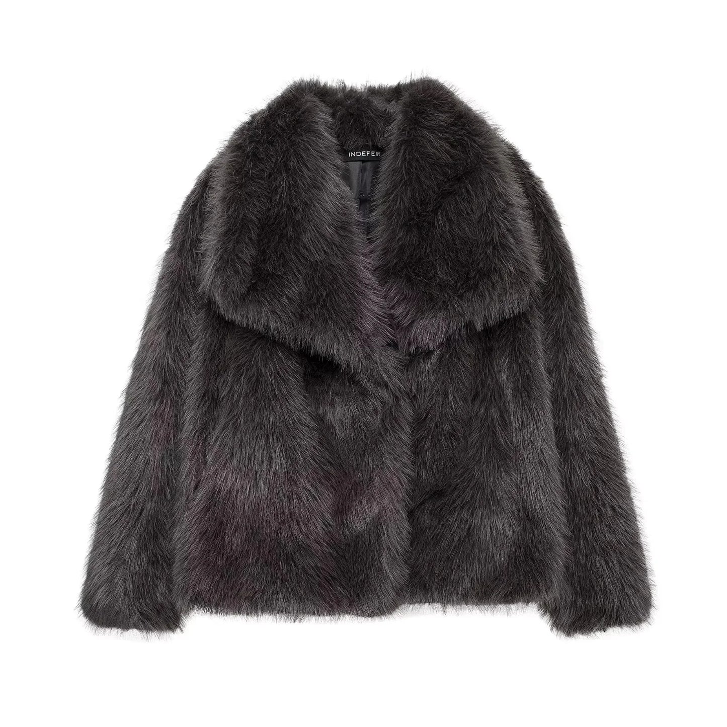 KONDALA 2025 Fall Winter Casual Faux Fur Brown Women Warm Jackets Streetwear Turn Down Collar Christmas Oversized Elegant Coats