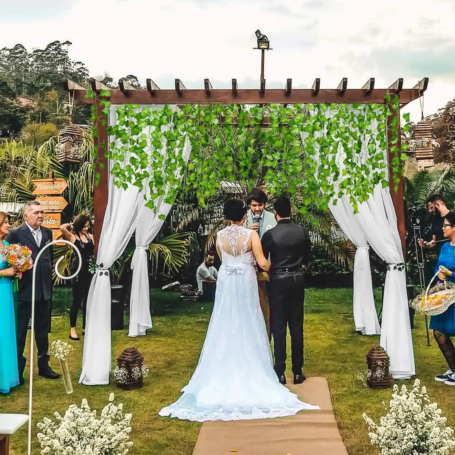 12pcs, 84 Feet Artificial Ivy Leaves Garland for Weddings, Parties, and Home Decor - Realistic Greenery Hanging Plant Vine with