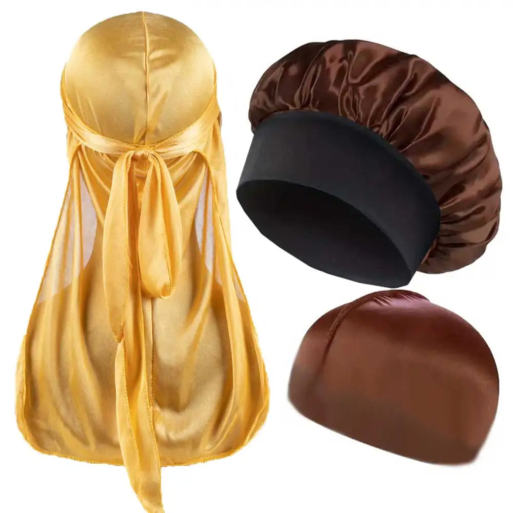 3pcs/set, Durag & Bonnet with Dome Hats for Men