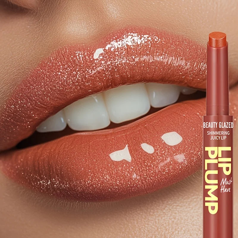 Shimmer Moisturizing Gloss Lipstick Pen Press-On Style Glossy Lip Care Cosmetics Dewy Lipstick 2in 1 Nourishing And Long Lasting