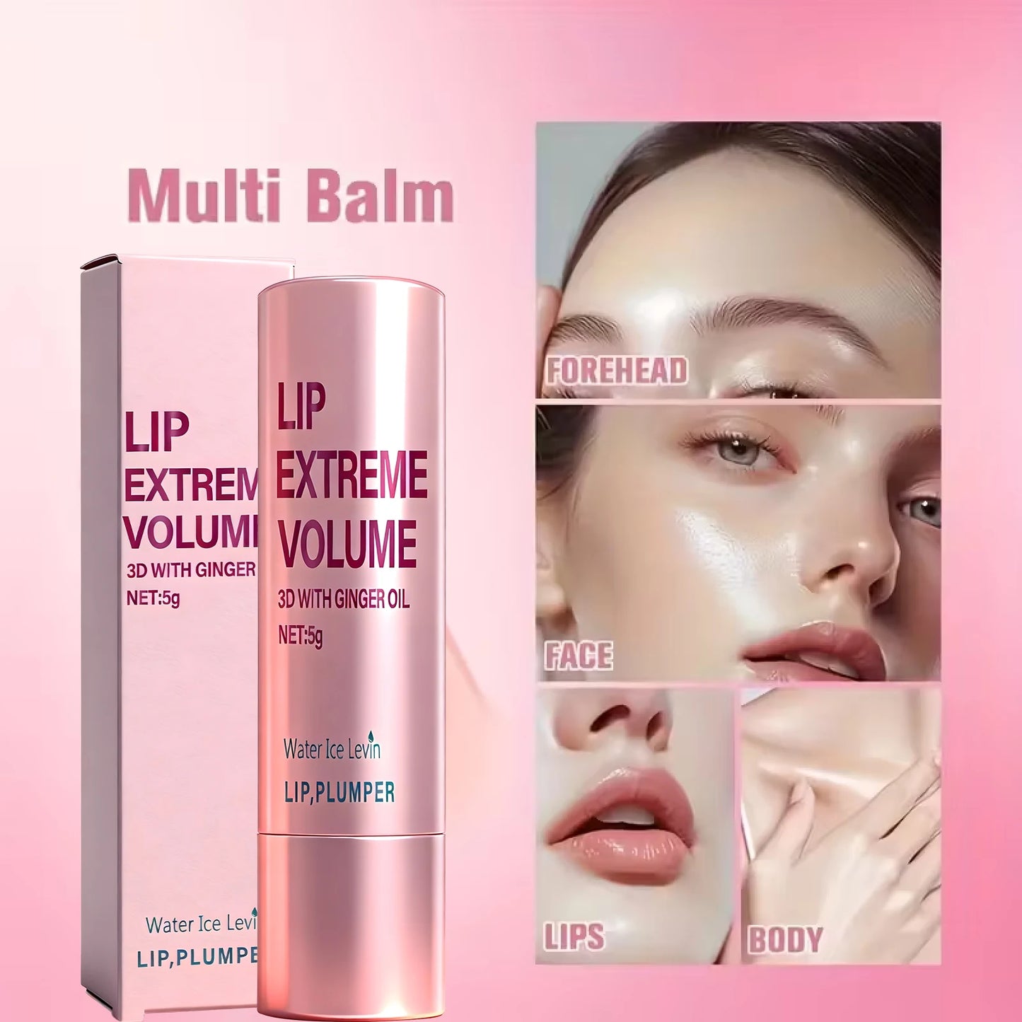 Plumping Lip Gloss Serum 5g with Ginger Oil - Moisturizing Non-Sticky Lip Care, Smooth & Voluminous Lips