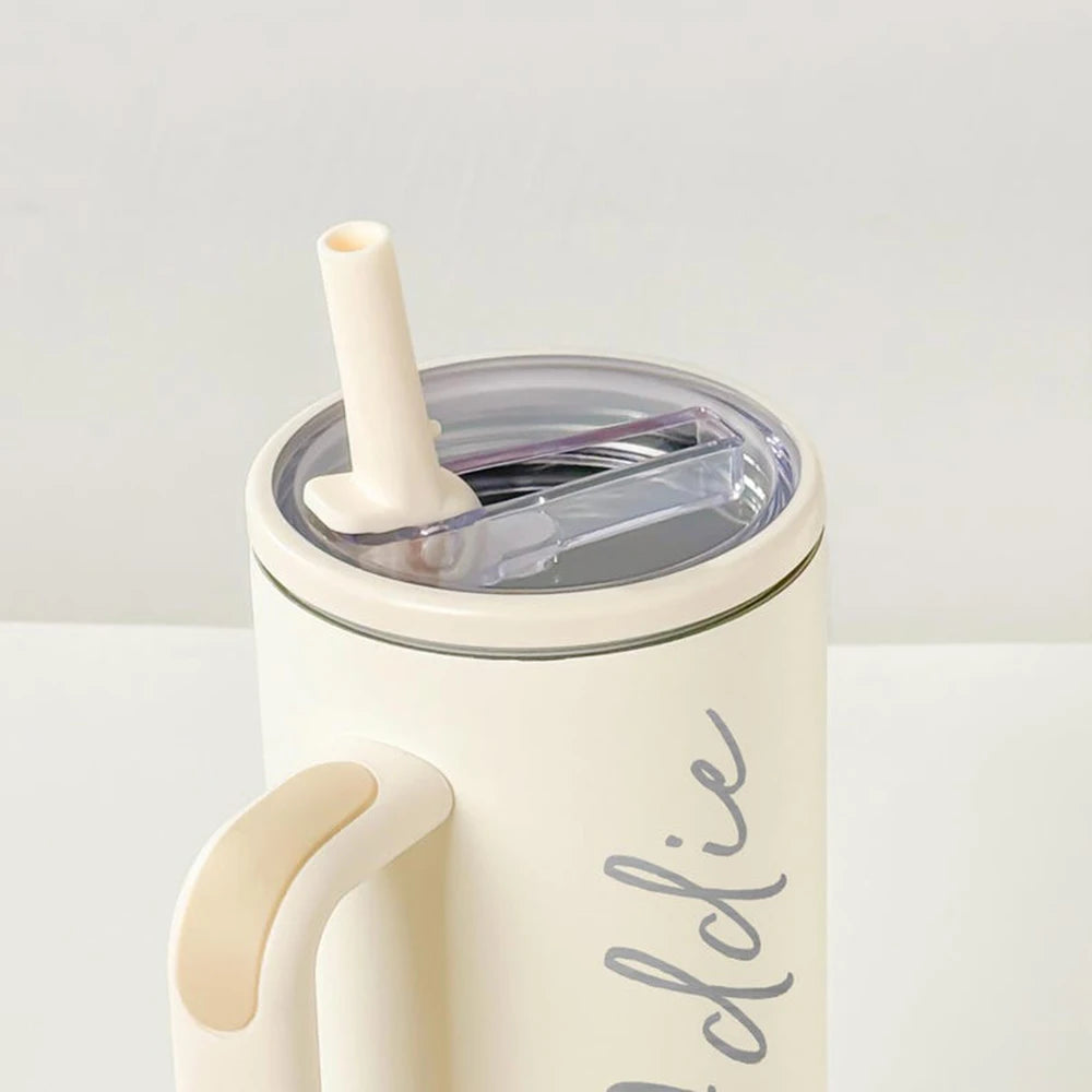 Personalized Custom Name Stainless Steel Insulated Cup With Handle And Straw For Car Use Suitable For Fitness And Outdoor Travel