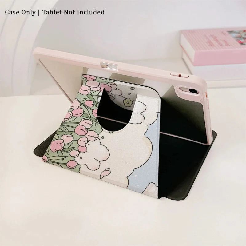 Kawaii Tulips & Bunnies iPad Case