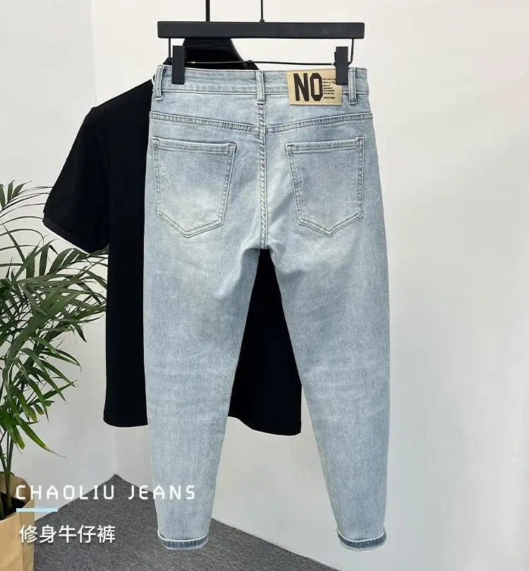 Men Skinny Jeans – Light Color Slim Fit Casual Fashion Denim