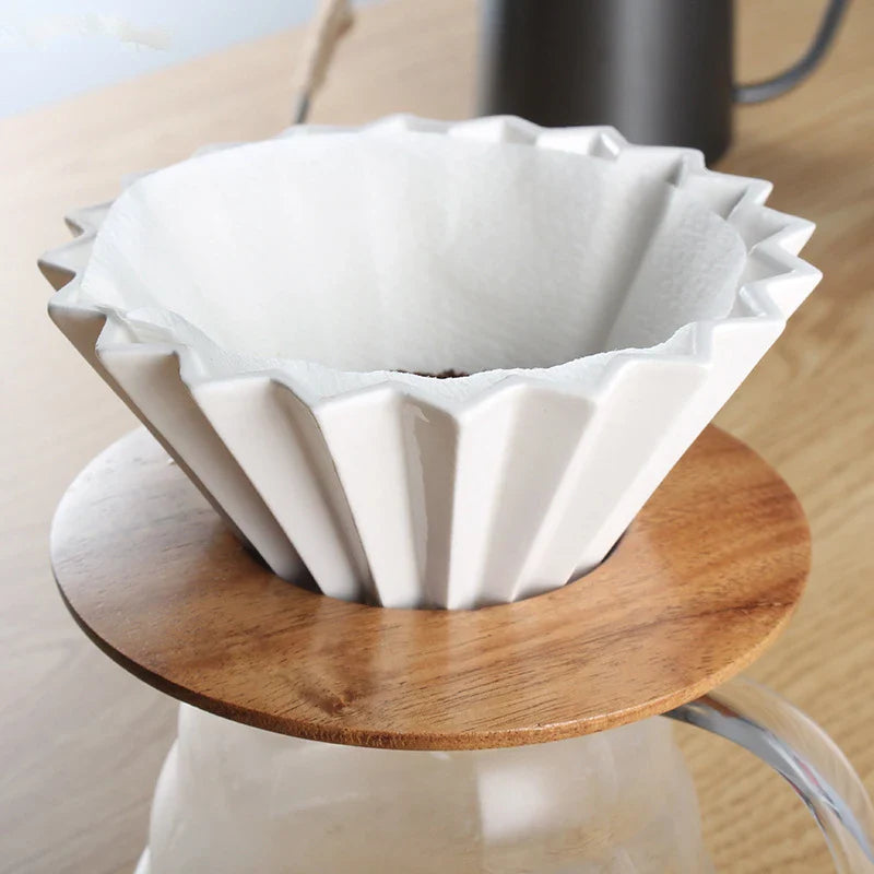 StepUp Coffee Origami Ceramic Pour Over Dripper, Handmade Cone Brewer-3
