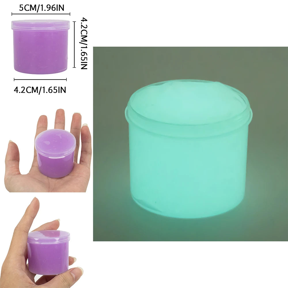 70/300ml Large Glow in the Dark Crystal Slime Toy Non-Stick Super Soft Stress Relief Putty for Kids Party Favors Birthday Gifts