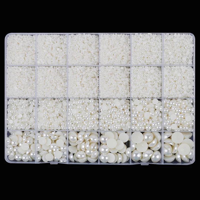2500pcs Glass Crystal Diamond Flat Bottom Rhinestones Nail Art Decorations 21 Grid Box Nails Accessories Set With 1 Pick Up Pen