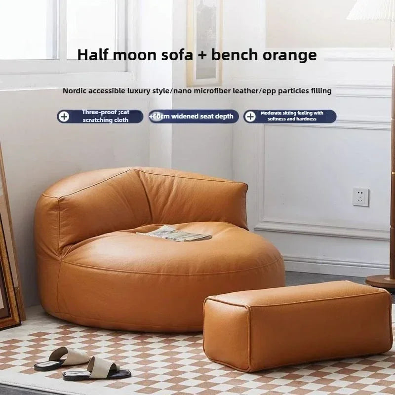 Lazy Sofa Reclining Couch Half Moon Sofa  Bedroom Tatami Seat Small Apartment Bean Bag Set Living Room Furniture Nordic Simple