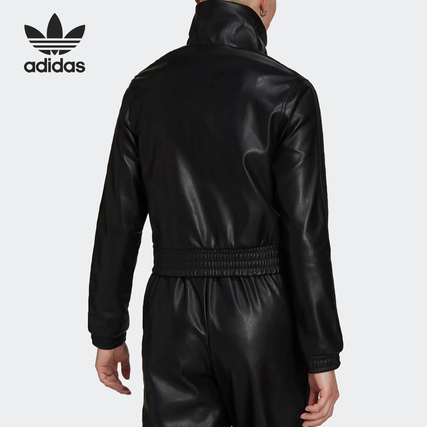 Adidas Originals Womens Trefoil Leather Short Sport Jacket H66349