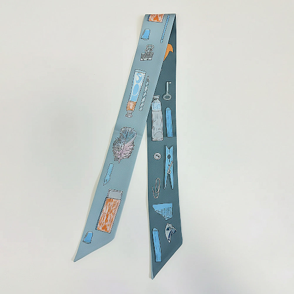 Art Inspired Pattern Printed Twilly Skinny Scarf