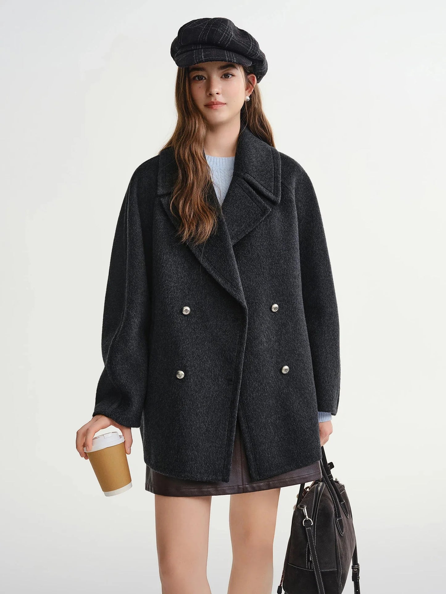 Plus Size Tweed Winter Short Wool Coat
