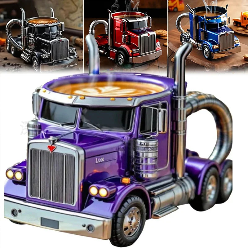 Durable Truck Coffee Mug Semi Truck Coffee Cup Handcrafted Semi-trailer Shaped Semi-Truck Coffee Mugs for Men Women