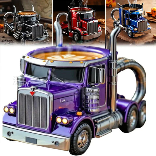 Durable Truck Coffee Mug Semi Truck Coffee Cup Handcrafted Semi-trailer Shaped Semi-Truck Coffee Mugs for Men Women