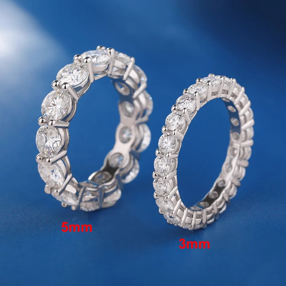 5mm D Color Moissanite Row Ring 925 Sterling Silver Diamond Wedding