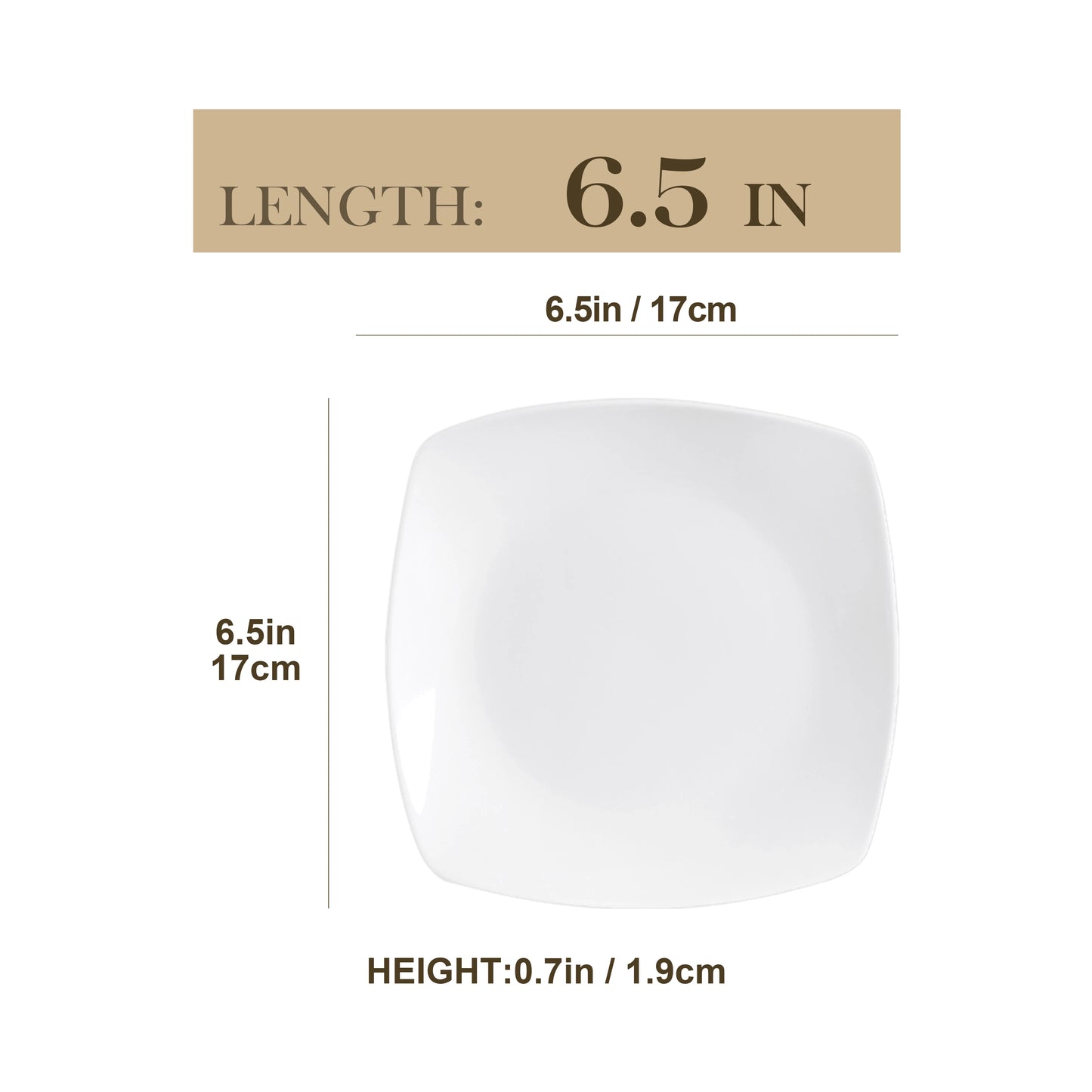6/12 Piece White Square Porcelain Dinner Plate Set Dessert Plate Salad Fruit Beef Flat Plate Set (23.5 * 23.5 * 2cm)