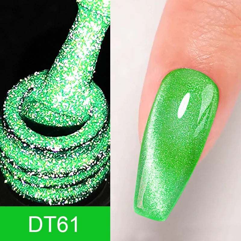 MEET ACROSS 7ml Reflective Glitter Gel Nail Polish Glitter Reflective Effect Semi Permanent UV LED Nail Art Gel Varnish Manicure