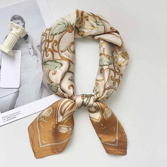 Rose Vine Ornamental Pattern Print Square Bandana Scarf