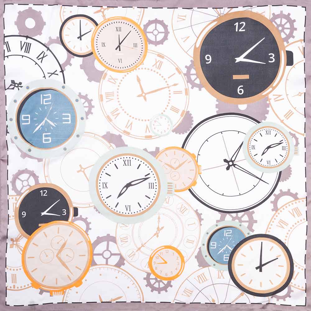 Vintage Clock Pattern Print Square Bandana Scarf