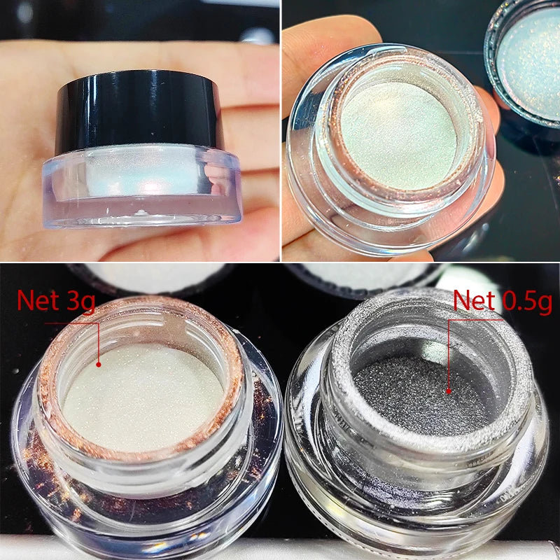 1Box Moonlight Nail Powder Silver Fine Glitter Metallic Effect Pigment UV Gel Polish Dust Aurora Nail Decorations