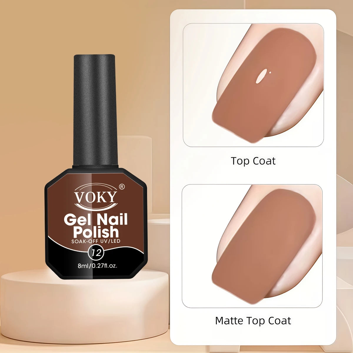 VOKY 8ML 12-piece gel nail polish set, high saturation, UV LED soaking gel, salon-level manicure at home