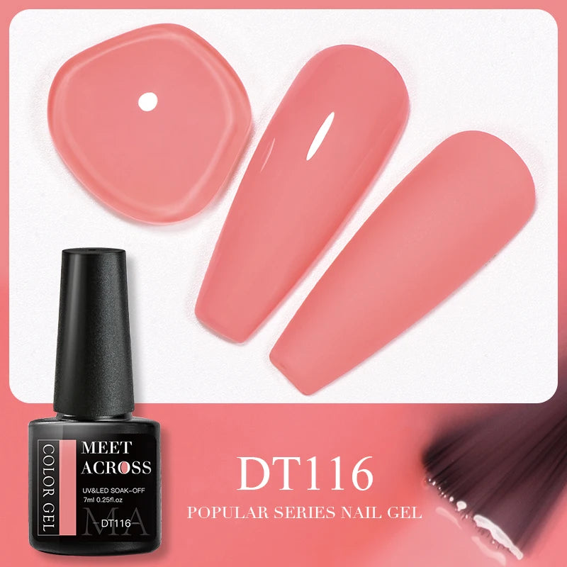 MEET ACROSS 7ml Reflective Glitter Gel Nail Polish Glitter Reflective Effect Semi Permanent UV LED Nail Art Gel Varnish Manicure