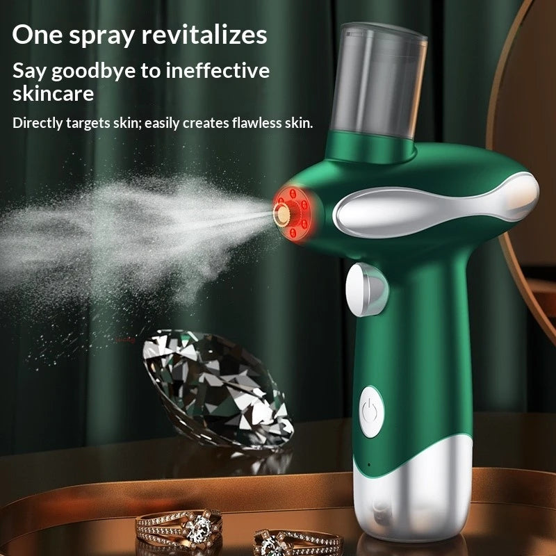 Multi-Functional LED Facial Beauty Device with Oxygen Spray Red Blue Light Therapy and Nano Mist Water Light Treatment for Home