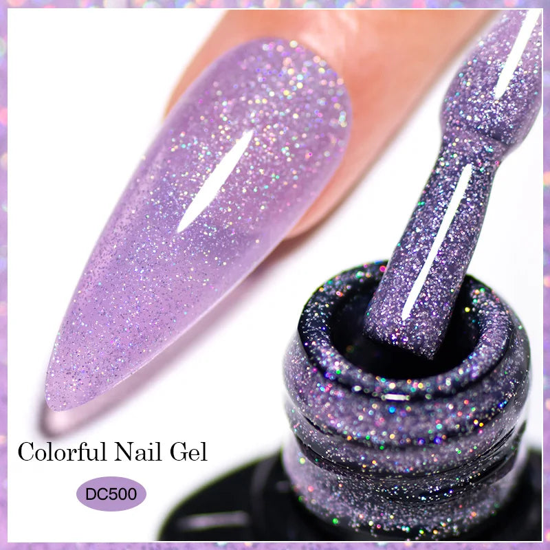 7ml Glitter Reflective Gel Nail Polish Sparkling Soak Off UV LED Gold Silver Black Pink Gel Polish Starter Kit For Home Salon