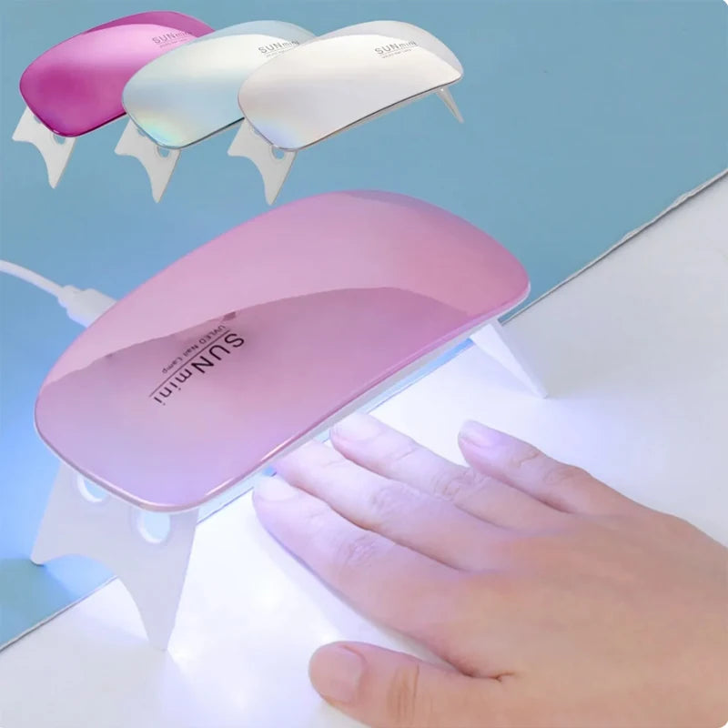 New 6W Mini Nail Dryer Machine Portable 6 LED UV Manicure Lamp Home Use Nail Lamp For Drying Polish Varnish With USB Cable