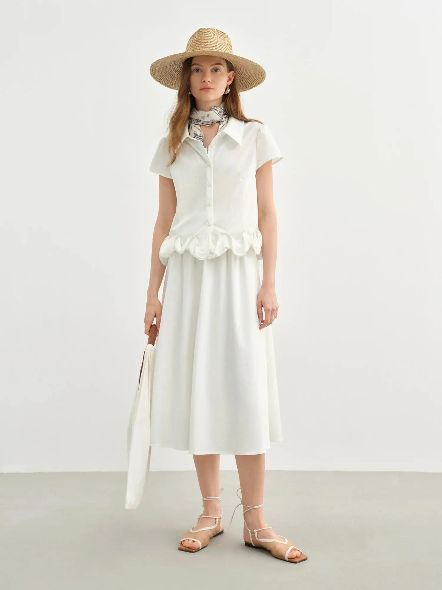 Sophisticated Ruffled Summer Two-Piece Set