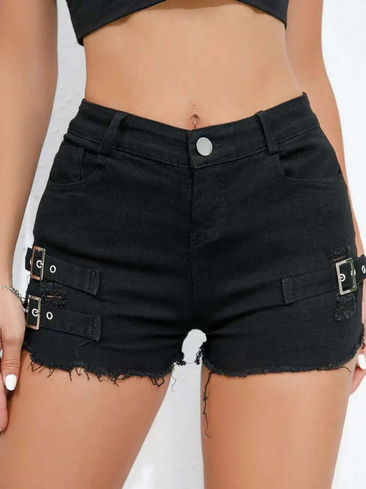 New High-Waisted Sexy Pants Denim Shorts Jeans  Solid Color Thin Charming Elegant Pure Desire Shorts For Woman Beautiful 5AML