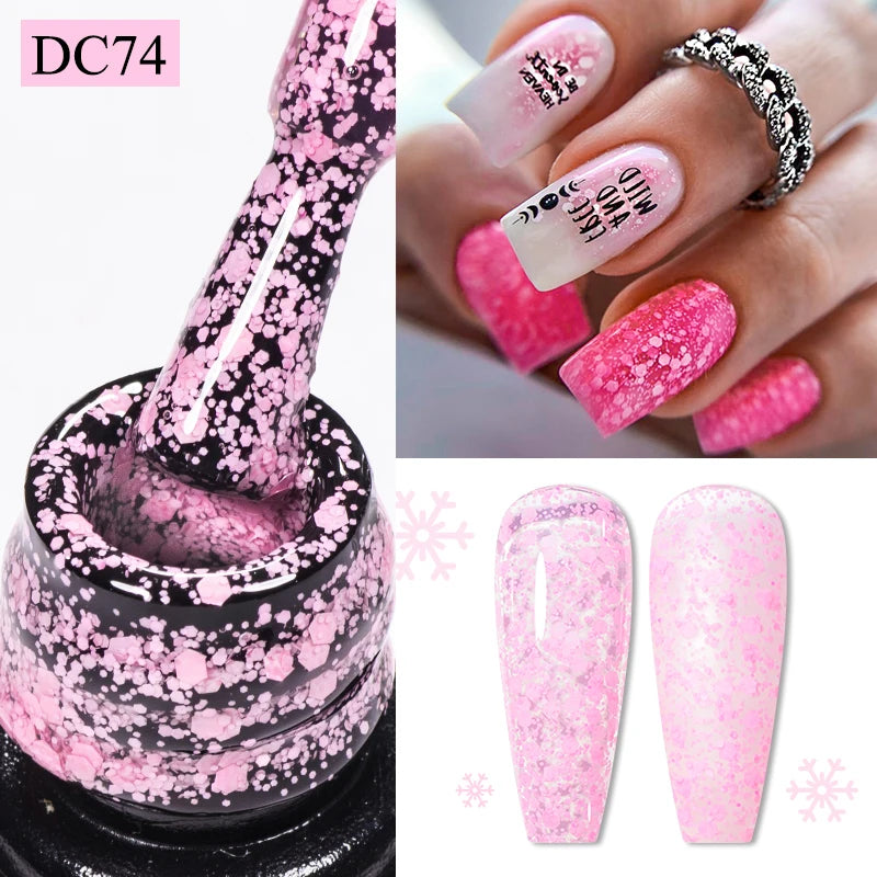 Mtssii 7ml Neon Snowflake Gel Nail Polish Fluorescent Gel UV LED Semi Permanent Glitter Snow Sequins Nails Art Design Varnishes