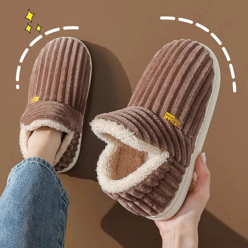 2025  New Soft Sole Slippers For Women Winter Fashion Women Fur Slippers Fuzzy Plush Men Slippers Warm Furry Women Cotton Shoes