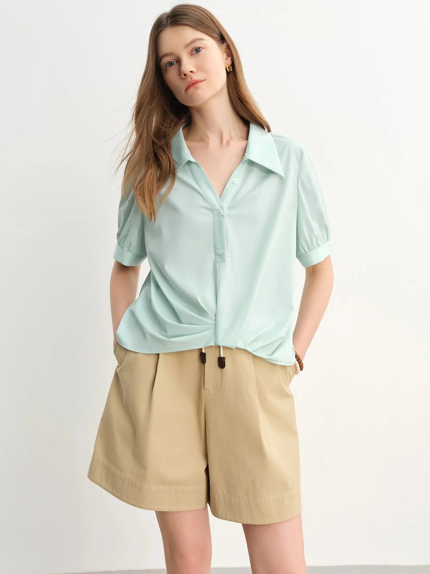 Plus Size Women’s Asymmetrical Pleated Shirt Stylish Blouse