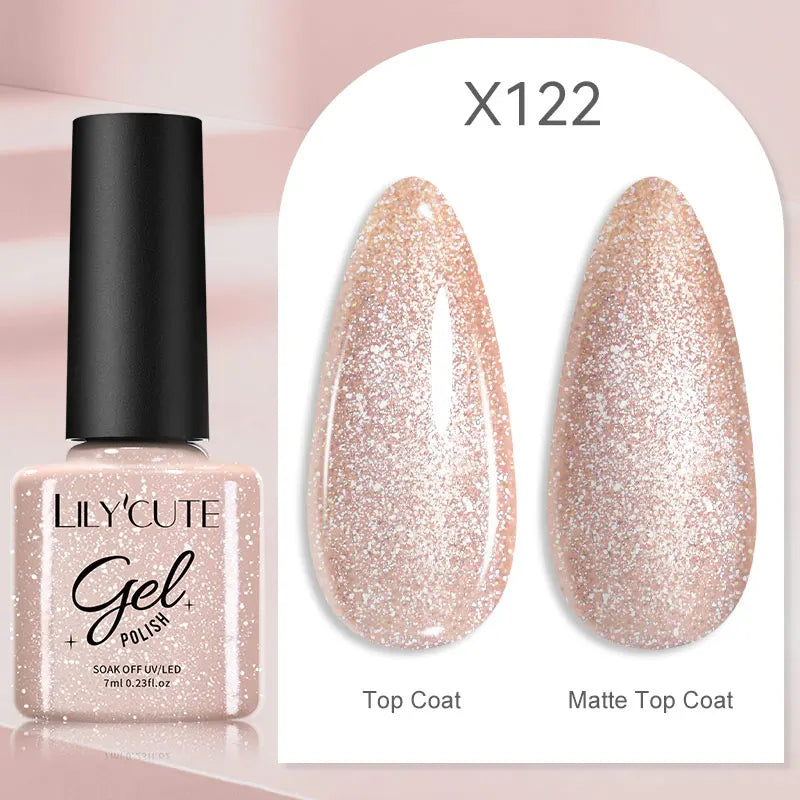 LILYCUTE 7ml Neon Reflective Nail Gel Polish Dark Flash Glitter Effect Fluorescent Gel Soak Off UV Gel Summer Nail Art Varnish