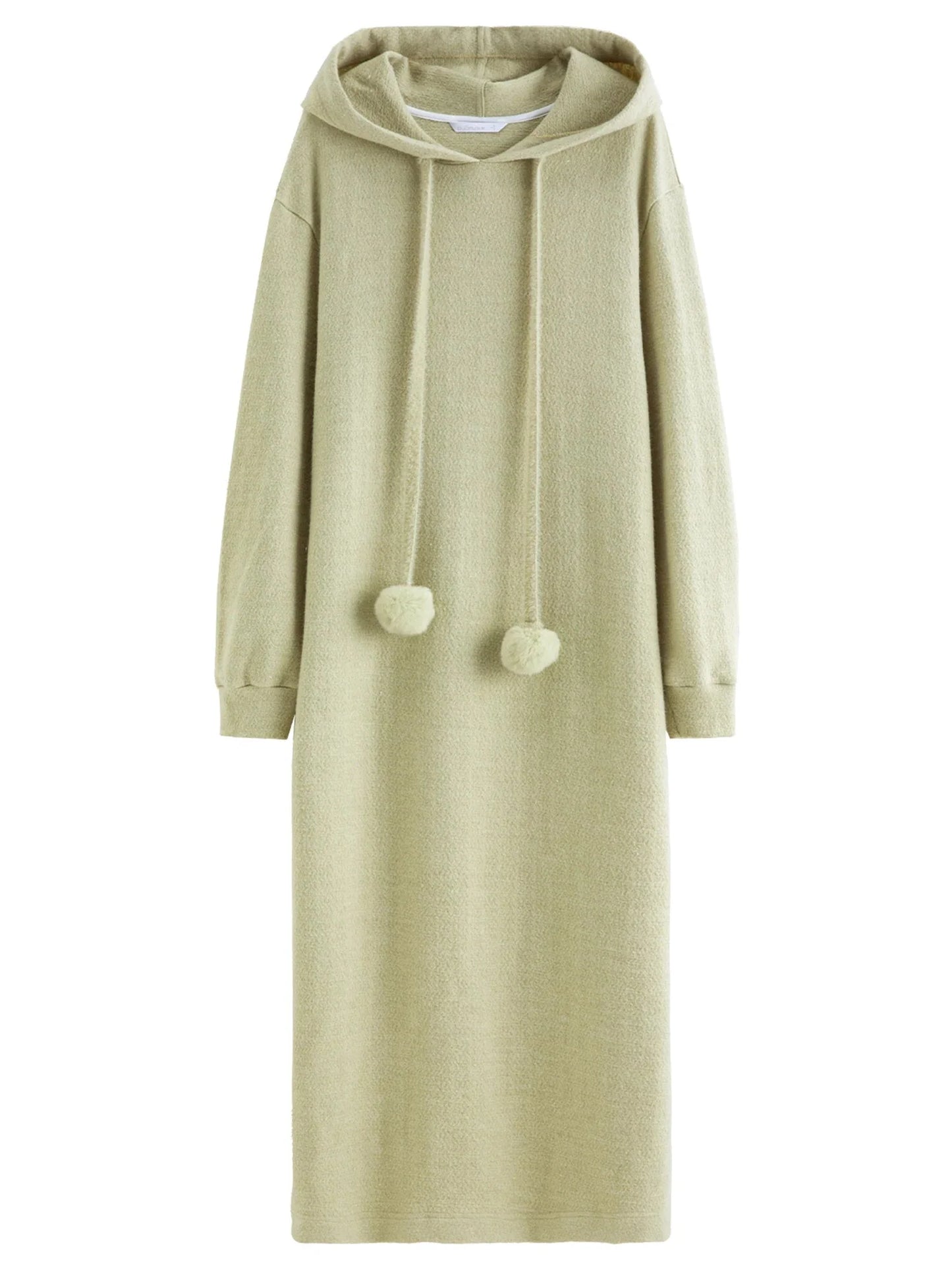 Hooded Knit Dress Drawstring Waist Winter Tunic