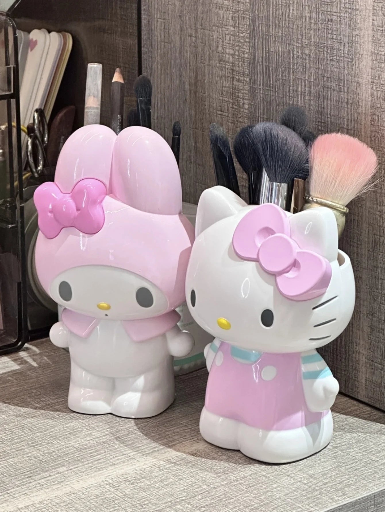 1/pcs Sanrio for hello cute kitty & for My Melody Multifunctional Storage Case - Lightweight PVC, Cartoon Desktop Organizer