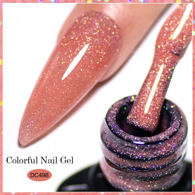 7ml Glitter Reflective Gel Nail Polish Sparkling Soak Off UV LED Gold Silver Black Pink Gel Polish Starter Kit For Home Salon