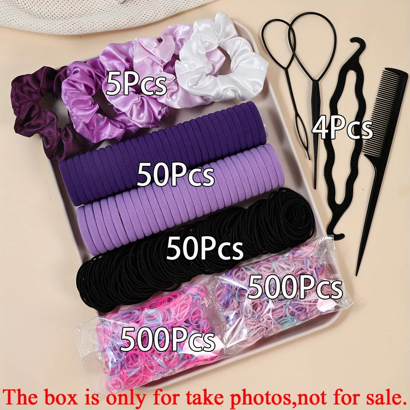 1109pcs Women Dark Hair Accessories Set Elastic Seamless Ponytail Scrunchies Small Rubber Bands Fashion Hair Ties Headbands