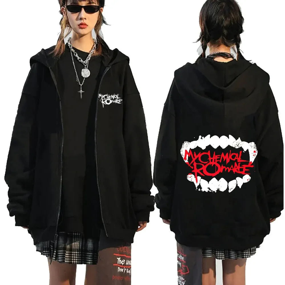 My Romantic Band (MCR) Reaper Zipper Hoodie Black Parade Punk Emotion Rock Zipper Hoodie Men's Fashion Retro Hip Hop Hoodie