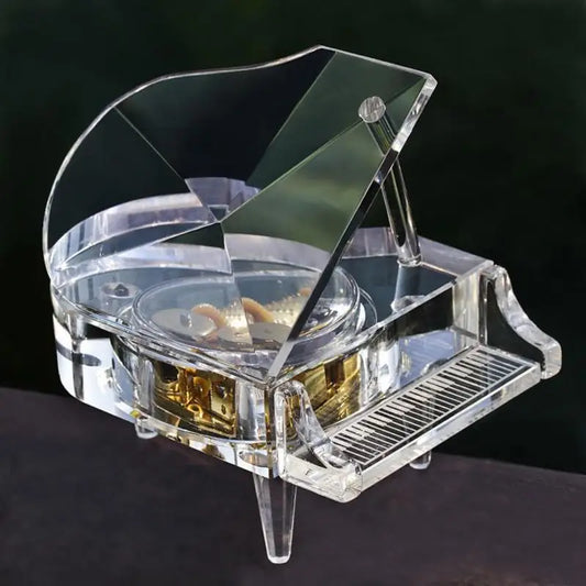Luxury Crystal Piano Decorations  K9 Transparent Glass Colorful Piano Music Box Sky City Inquiry Decoration Birthday Girl Gift