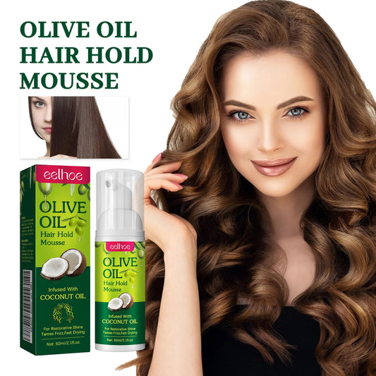 Olive Oil Hair Hold Mousse Anti Frizz Lasting Nourishing Natural Hair Wave Curl Fluffy Hairspray Hair Hold Spray for Hairstyle