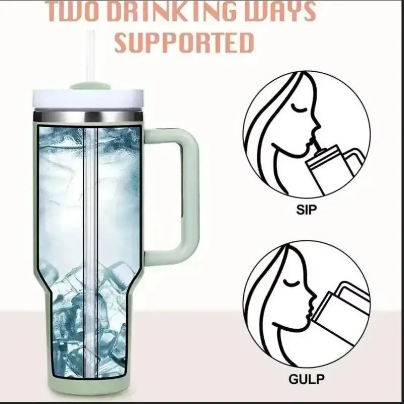 40oz Insulated Tumbler with Handle & Straw, 1200ML Travel Coffee Cup-3
